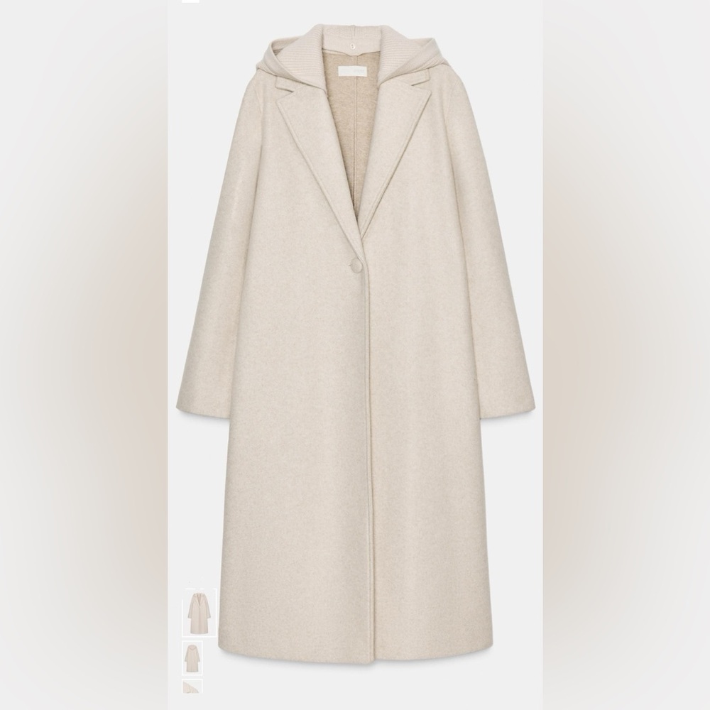 Zara Cream Soft Coat NWT knot hoodie size XL